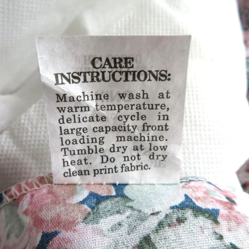 Vintage 80s King Size Bed Skirt Pink Blue Floral 14